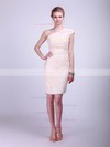 One Shoulder Sheath/Column Knee-length Chiffon Pleats Bridesmaid Dresses #DOB02013681