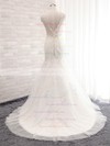 Tulle Trumpet/Mermaid V-neck Sweep Train with Sequins Wedding Dresses #DOB00023028