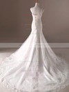 Tulle Trumpet/Mermaid V-neck Sweep Train with Appliques Lace Wedding Dresses #DOB00023032