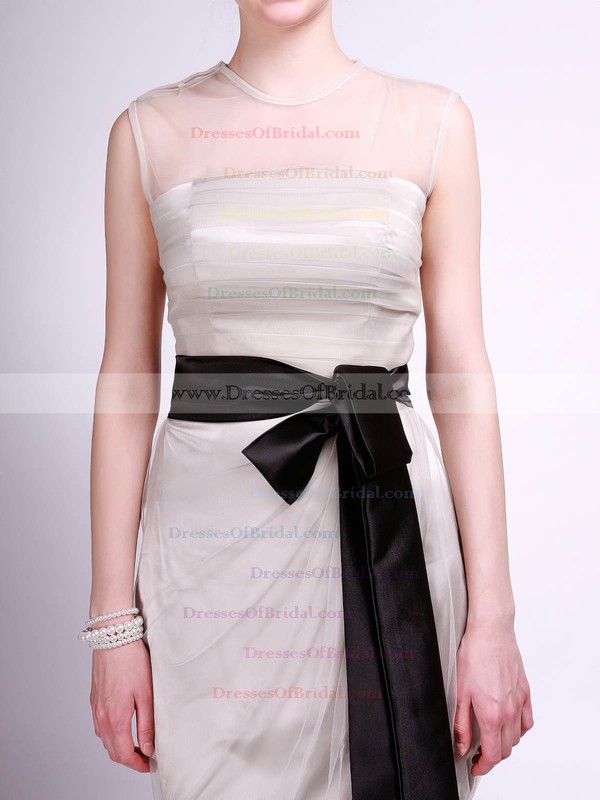 High Neck Sheath/Column Short/Mini Tulle Sashes/Ribbons Bridesmaid Dresses #DOB02013682