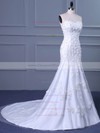 Tulle Trumpet/Mermaid Sweetheart Sweep Train with Flower(s) Wedding Dresses #DOB00023038
