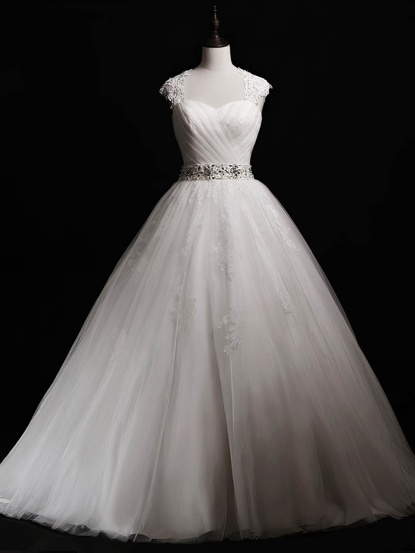 Tulle Ball Gown Sweetheart Floor-length with Beading Wedding Dresses #DOB00023041