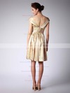 V-neck A-line Knee-length Satin Pleats Bridesmaid Dresses #DOB02013684