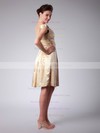 V-neck A-line Knee-length Satin Pleats Bridesmaid Dresses #DOB02013684