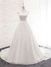 Chiffon Ball Gown V-neck Court Train with Ruffles Wedding Dresses #DOB00023056