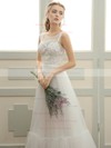 Tulle A-line Scoop Neck Floor-length with Sashes / Ribbons Wedding Dresses #DOB00023058