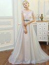 Tulle Lace A-line Scoop Neck Sweep Train with Sashes / Ribbons Wedding Dresses #DOB00023061