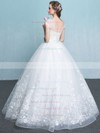 Organza Ball Gown Scoop Neck Floor-length with Appliques Lace Wedding Dresses #DOB00023065