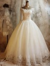 Tulle Ball Gown Off-the-shoulder Floor-length with Beading Wedding Dresses #DOB00023068