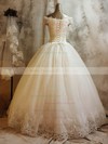 Tulle Ball Gown Off-the-shoulder Floor-length with Beading Wedding Dresses #DOB00023068