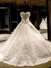Tulle Ball Gown Sweetheart Cathedral Train with Appliques Lace Wedding Dresses #DOB00023069