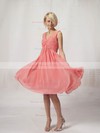 V-neck A-line Knee-length Chiffon Pleats Bridesmaid Dresses #DOB02022816