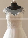 Tulle Princess Scoop Neck Sweep Train with Appliques Lace Wedding Dresses #DOB00023088