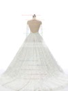 Tulle Ball Gown Scoop Neck Court Train with Beading Wedding Dresses #DOB00023089