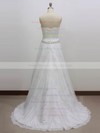 Lace Princess Sweetheart Sweep Train with Sashes / Ribbons Wedding Dresses #DOB00023003