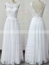 Chiffon Tulle A-line Scoop Neck Floor-length with Appliques Lace Wedding Dresses #DOB00023007