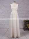 Chiffon A-line V-neck Floor-length Lace Bridesmaid Dresses #DOB01013470
