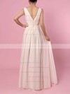Chiffon A-line V-neck Floor-length Lace Bridesmaid Dresses #DOB01013470
