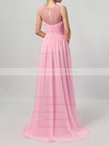 Lace Chiffon A-line Scoop Neck Floor-length Ruffles Bridesmaid Dresses #DOB01013478
