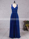Chiffon A-line V-neck Floor-length Lace Bridesmaid Dresses #DOB01013483