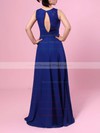 Chiffon A-line V-neck Floor-length Lace Bridesmaid Dresses #DOB01013483