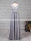 Lace Chiffon A-line V-neck Floor-length Sashes / Ribbons Bridesmaid Dresses #DOB01013498