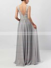 Lace Chiffon A-line V-neck Floor-length Sashes / Ribbons Bridesmaid Dresses #DOB01013498