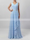 Chiffon A-line V-neck Floor-length Ruffles Bridesmaid Dresses #DOB01013499