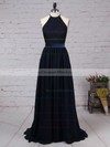 Chiffon A-line Scoop Neck Floor-length Sashes / Ribbons Bridesmaid Dresses #DOB01013506
