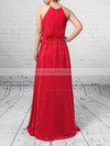 Chiffon A-line Scoop Neck Floor-length Sashes / Ribbons Bridesmaid Dresses #DOB01013512