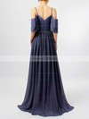 Lace Chiffon A-line V-neck Floor-length Ruffles Bridesmaid Dresses #DOB01013514