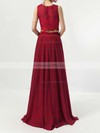 A-line Scoop Neck Lace Chiffon Floor-length Bridesmaid Dresses #DOB01013541