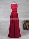 A-line Scoop Neck Lace Chiffon Floor-length Bridesmaid Dresses #DOB01013541