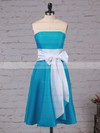 Satin A-line Strapless Knee-length Sashes / Ribbons Bridesmaid Dresses #DOB01013553