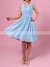 Chiffon A-line V-neck Knee-length Ruffles Bridesmaid Dresses #DOB01013564