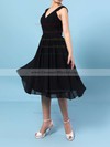 Chiffon A-line V-neck Knee-length Sashes / Ribbons Bridesmaid Dresses #DOB01013572