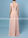 Lace Chiffon A-line V-neck Floor-length Sashes / Ribbons Bridesmaid Dresses #DOB01013574