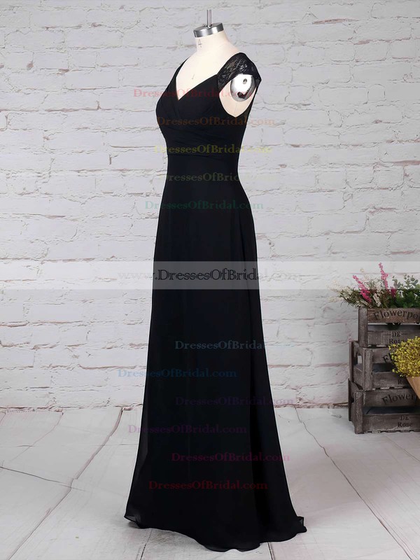 Lace Chiffon Empire V-neck Floor-length Ruffles Bridesmaid Dresses #DOB01013582
