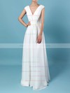 Chiffon A-line V-neck Floor-length Ruffles Bridesmaid Dresses #DOB01013587