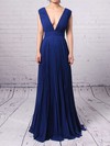Chiffon A-line V-neck Floor-length Pleats Bridesmaid Dresses #DOB01013591