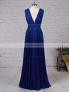 Chiffon A-line V-neck Floor-length Pleats Bridesmaid Dresses #DOB01013591