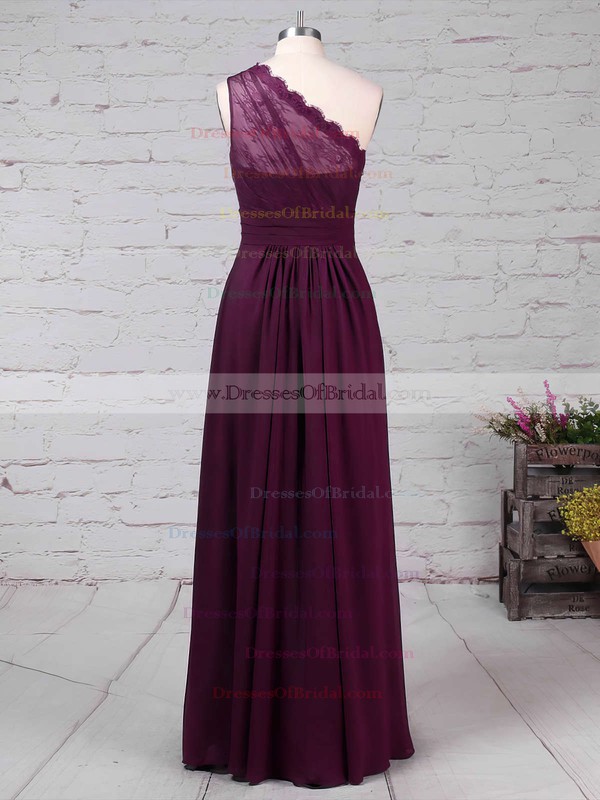 Lace Chiffon A-line One Shoulder Floor-length Ruffles Bridesmaid Dresses #DOB01013594