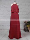 Chiffon A-line Scoop Neck Floor-length Cascading Ruffles Bridesmaid Dresses #DOB01013595