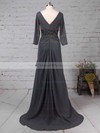 Chiffon A-line V-neck Sweep Train Beading Mother of the Bride Dresses #DOB01021700