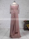 Chiffon Tulle Sheath/Column Scoop Neck Floor-length Appliques Lace Mother of the Bride Dresses #DOB01021704