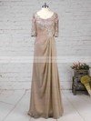 Chiffon Tulle A-line V-neck Floor-length Appliques Lace Mother of the Bride Dresses #DOB01021705