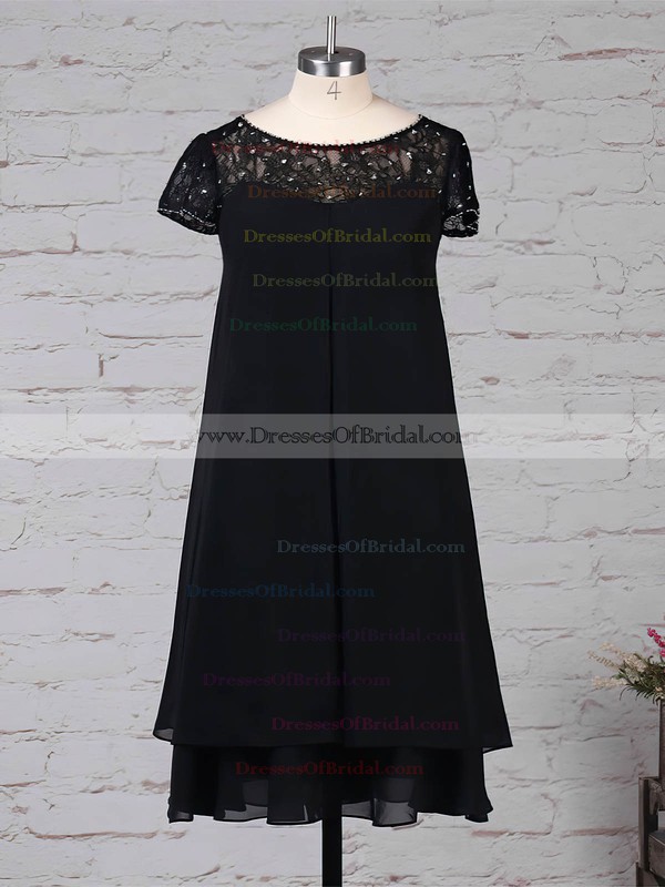 Lace Chiffon Empire Scoop Neck Knee-length Beading Mother of the Bride Dresses #DOB01021675