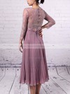 Lace Chiffon Sheath/Column Scoop Neck Knee-length Pleats Mother of the Bride Dresses #DOB01021677