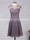Chiffon Tulle A-line Scoop Neck Knee-length Appliques Lace Mother of the Bride Dresses #DOB01021684