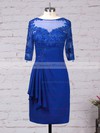 Tulle Chiffon Sheath/Column Scoop Neck Knee-length Appliques Lace Mother of the Bride Dresses #DOB01021695